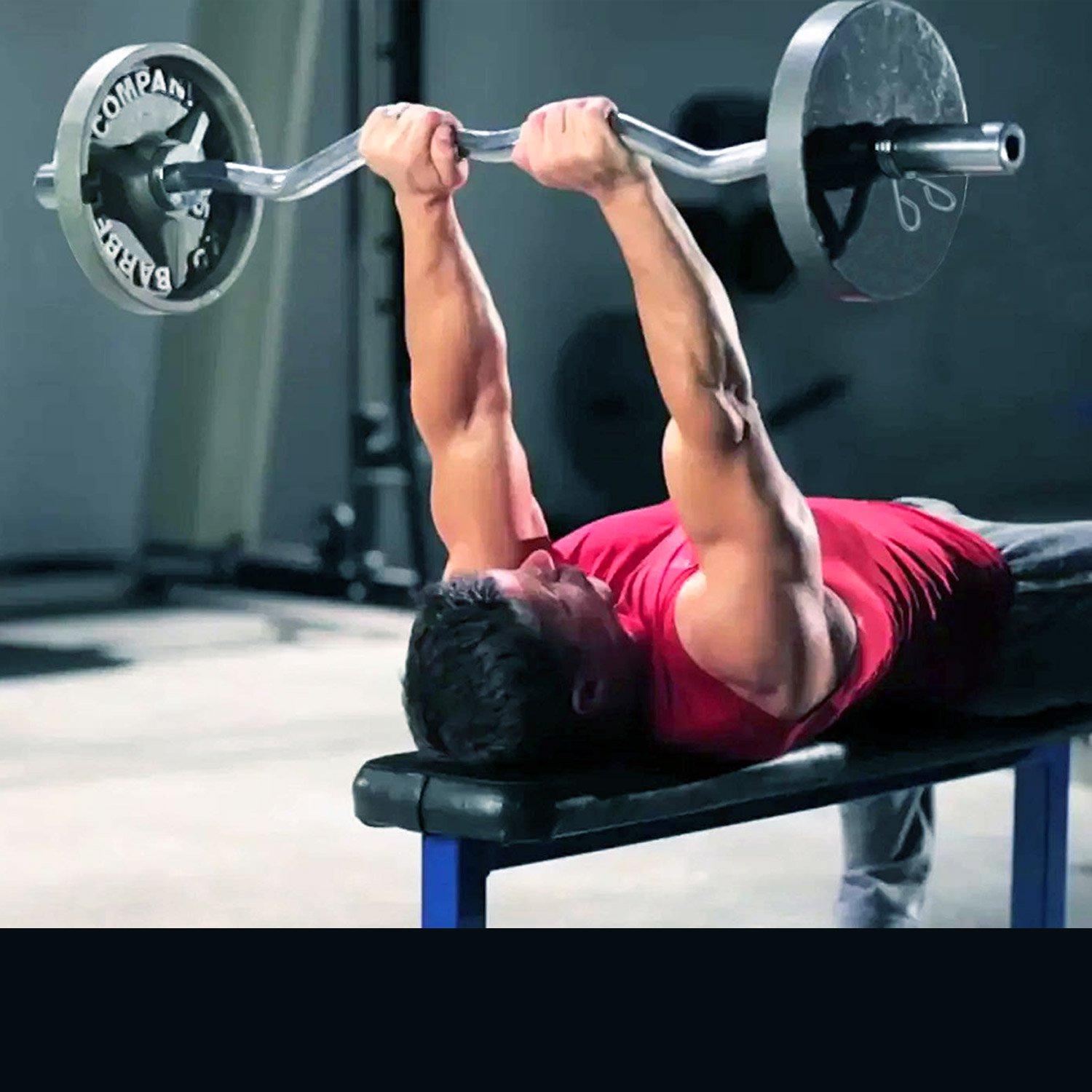 EZ curl bar bench press