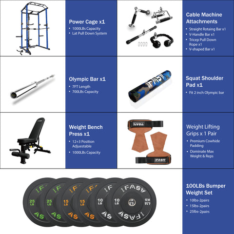100 lbs blue home gym package