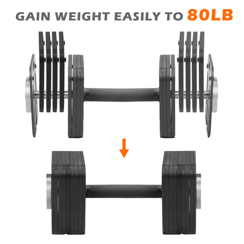 80lb hex adjustable dumbbell