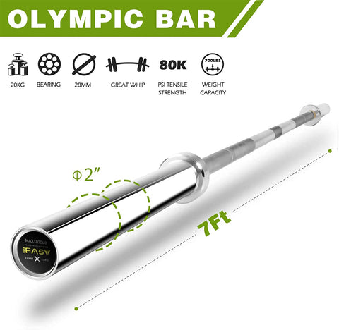 Olympic bar with specifications on a white background