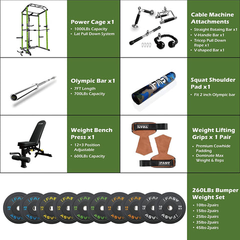 260 lbs green home gym package
