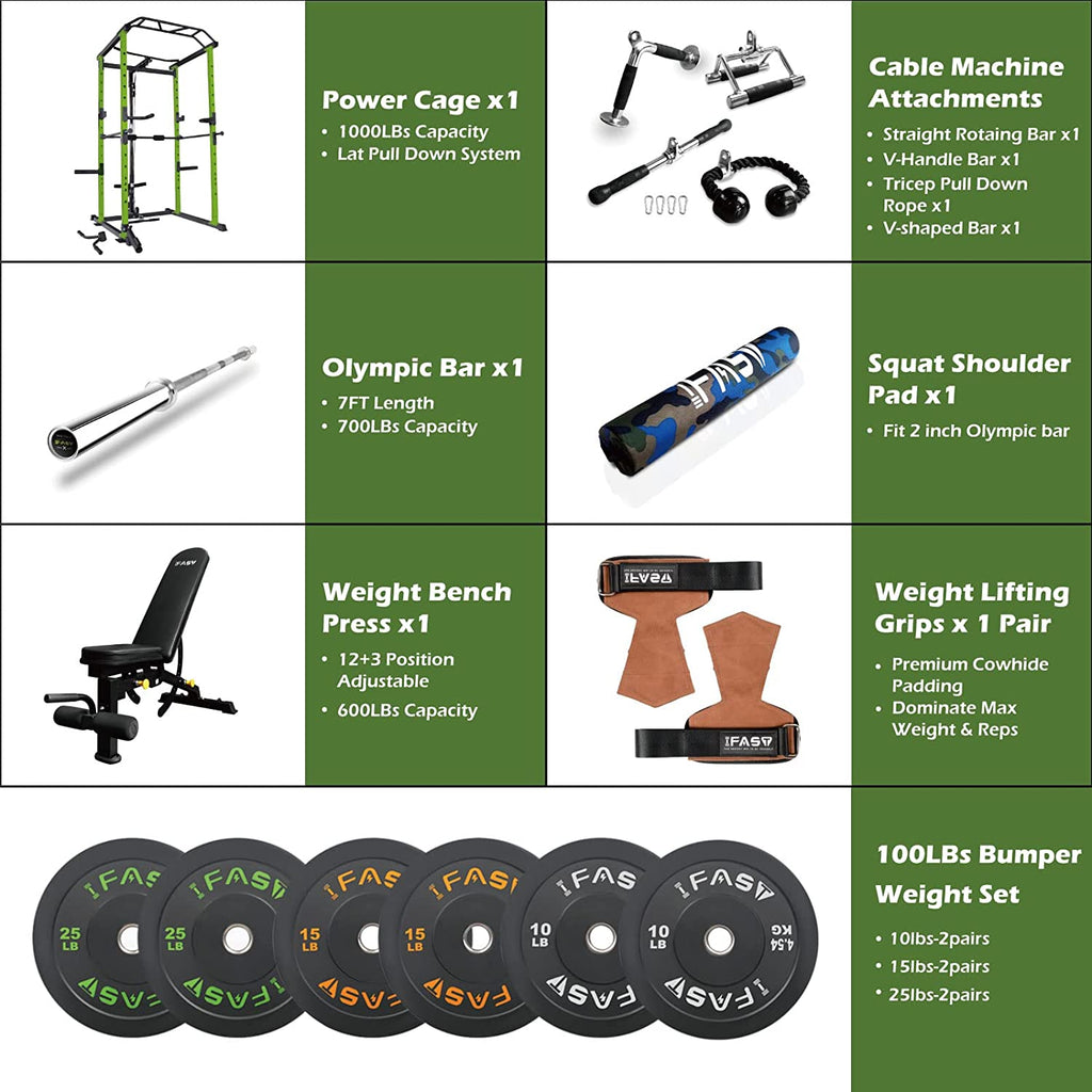100 lbs green home gym package
