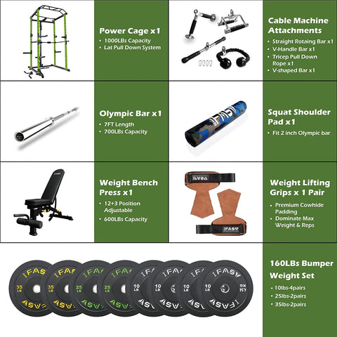 160 lbs green home gym package