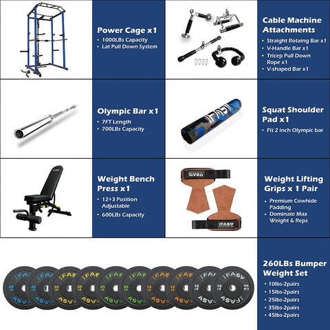 260 lbs blue home gym package