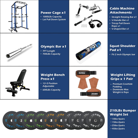 210 lbs blue home gym package