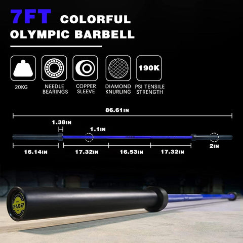 IFAST 7.2ft Olympic Chrome Barbell Bar – 44 lb, 1200 lb Capacity