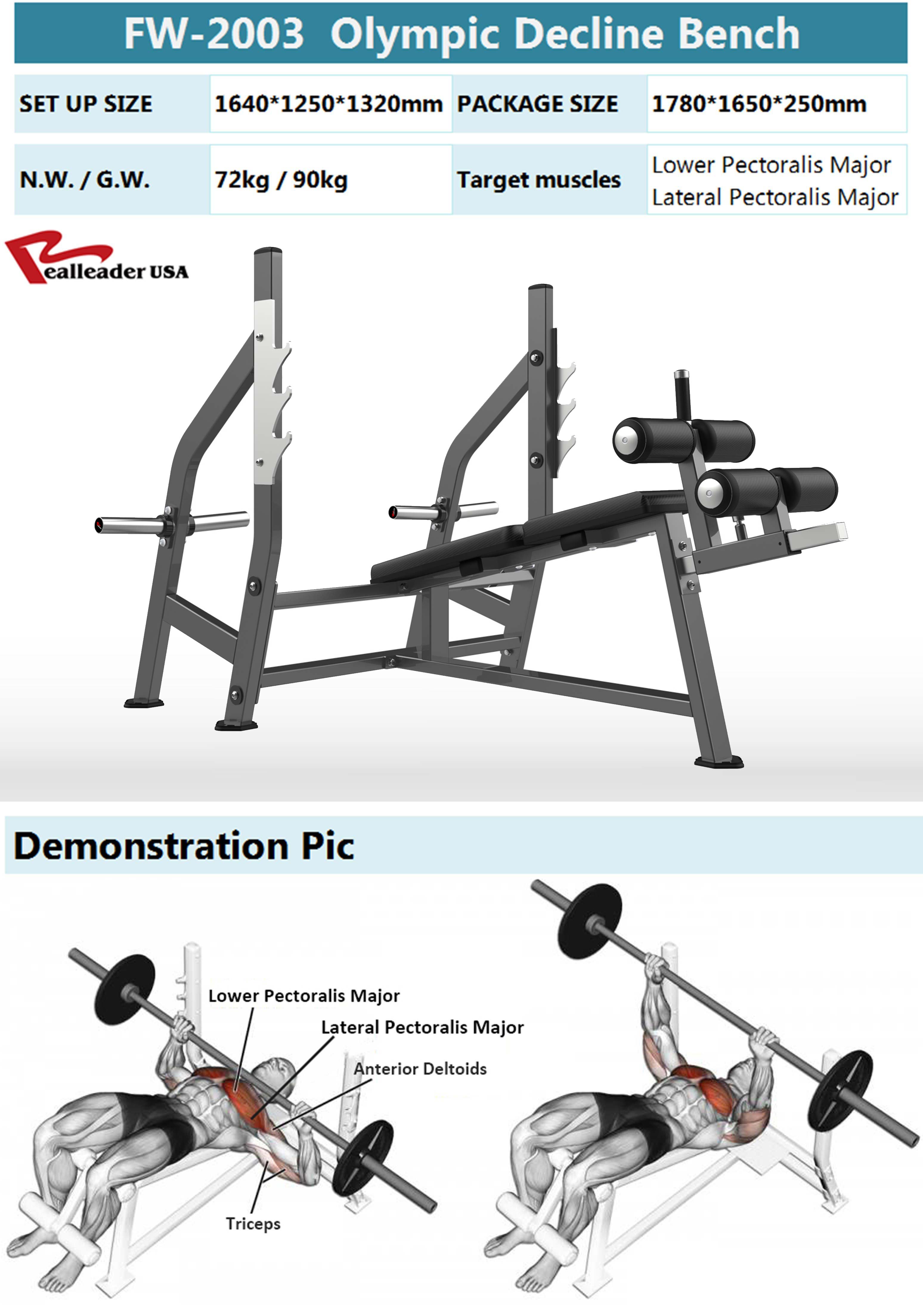 REALLEADER Olympic Decline Bench Black