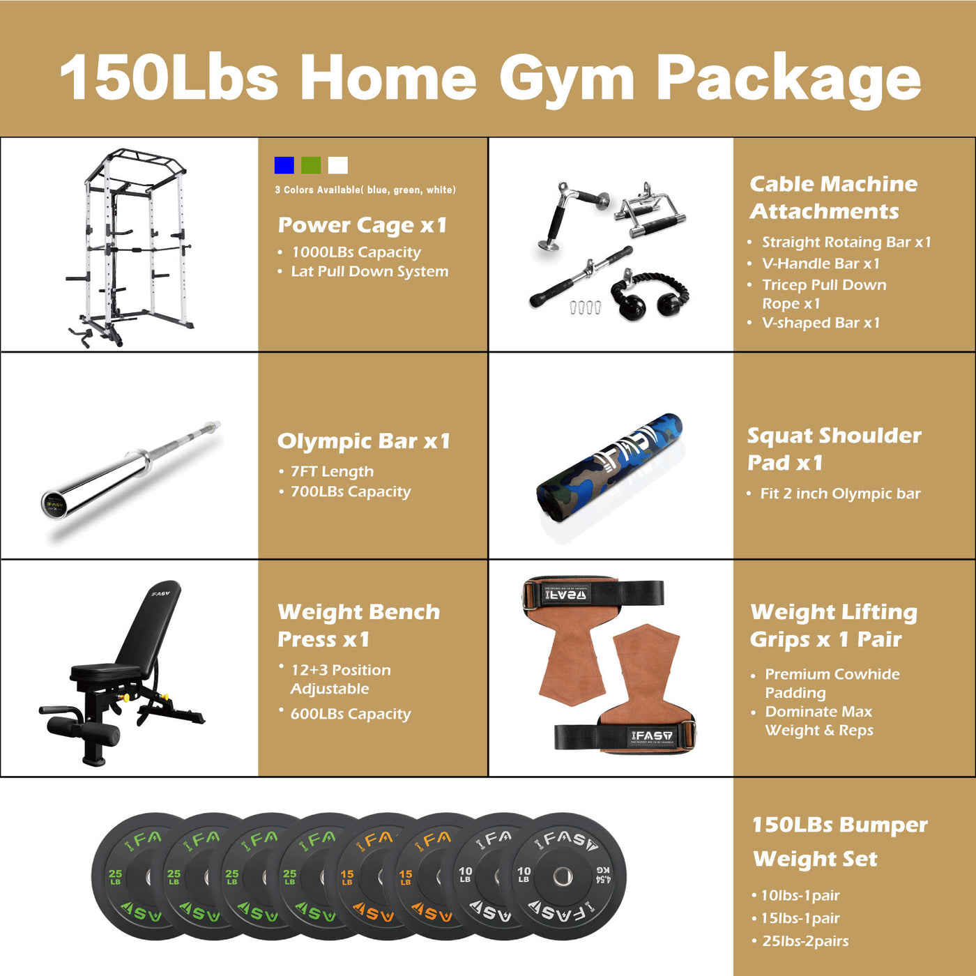 IFAST 150lb home gym package