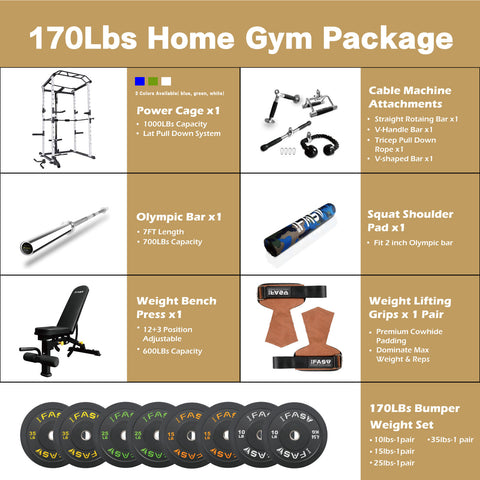 IFAST 100-260Lbs Home Gym Package 3 Colors