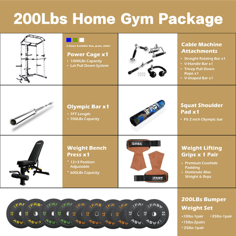 IFAST 100-260Lbs Home Gym Package 3 Colors