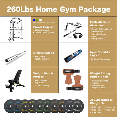 IFAST 100-260Lbs Weights Gym Package 3 Colors