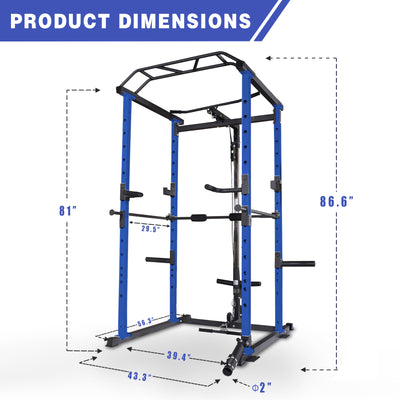 blue power cage dimensions
