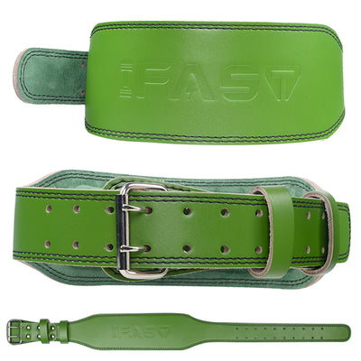 Green leather weightlifting belt