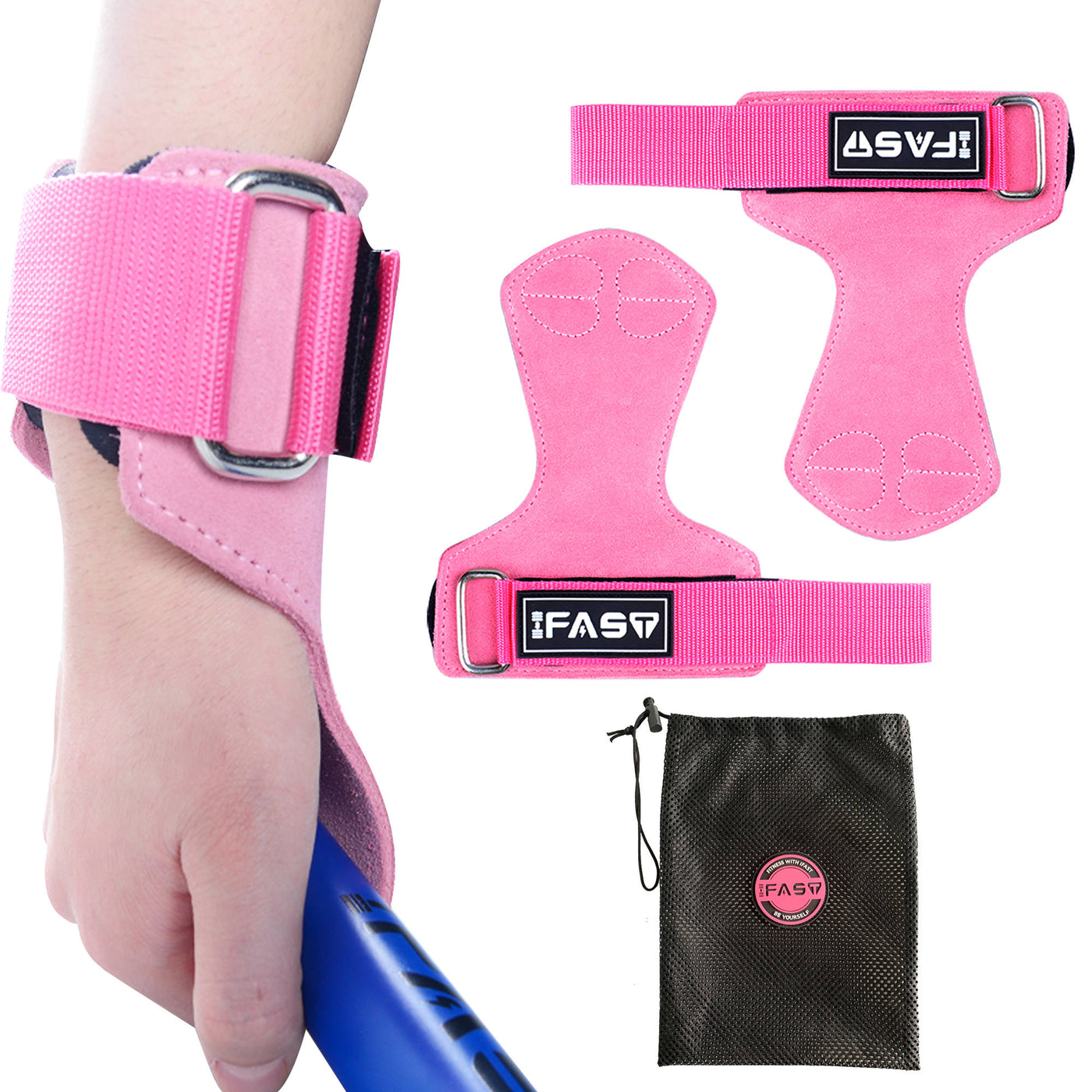 IFAST Weight Lifting Wrist Hooks Pink