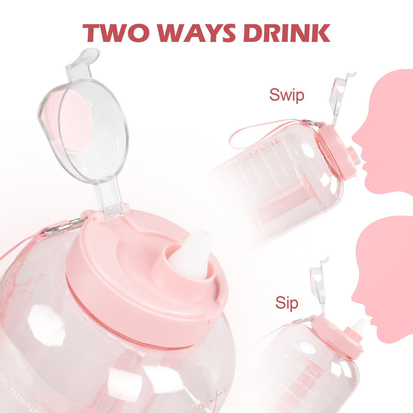 water bottles with two ways drink