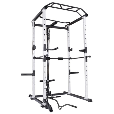 white power rack with pulley system